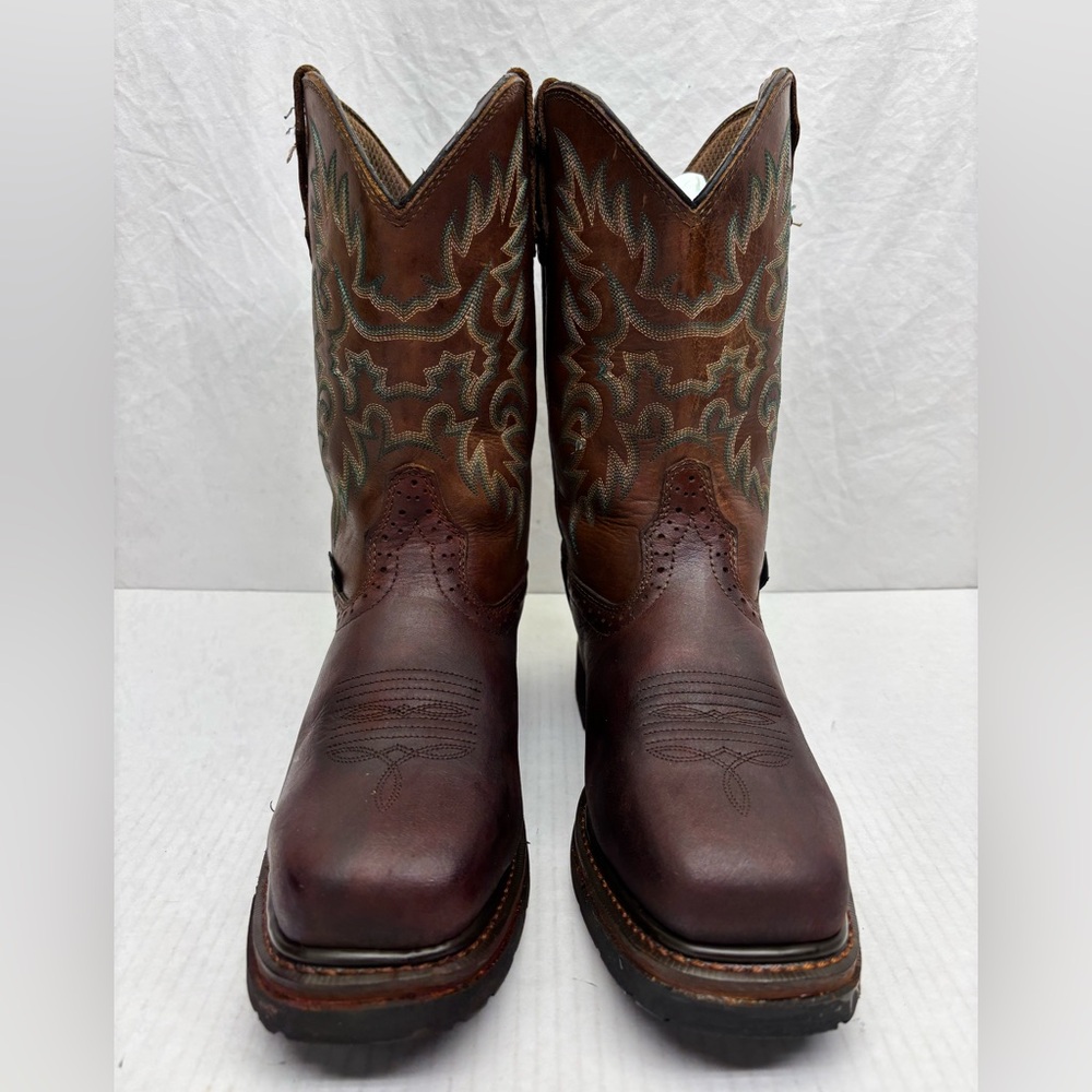 Brazos Brown Embroidered Leather Cowgirl Boots, wos sz 9 B